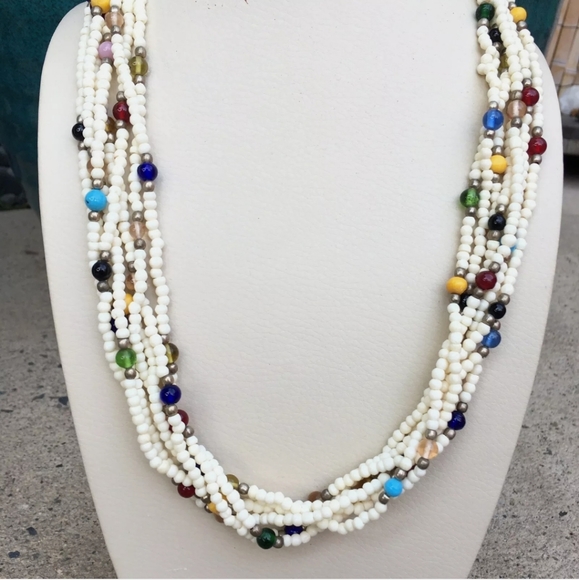 Vtg Glass Ethnic Tribal African Trade Necklace - Picture 2 of 5